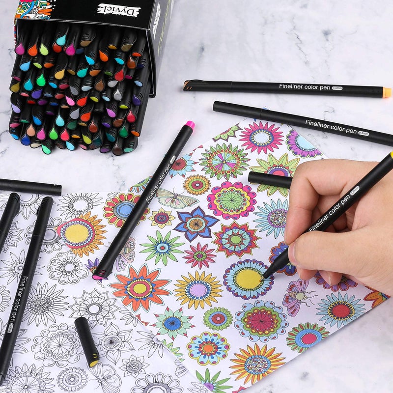 Dyvicl Fineliner Pens Fine Point Pens  100 Colors 0.4mm Fineliner Color Pen Set Fine Point Markers Fine Tip Drawing Pens for Journaling Writing Note Taking Calendar Adult Coloring - Image 4